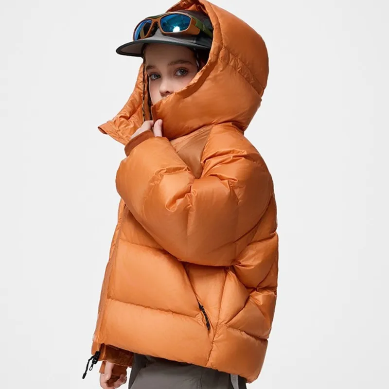 Kids Hooded Puffer Jacket Outdoor Winter Coat Windproof Thick Warm Snow Parka For Boys Girls Children Casual Outerwear A4817