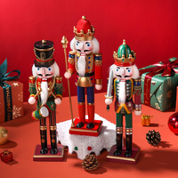 3PCS 30CM Wooden Nutcracker Puppet Figurine  Soldier Model Doll Toy Handcraft Merry Christmas  Office Desktop Desktop Decoration