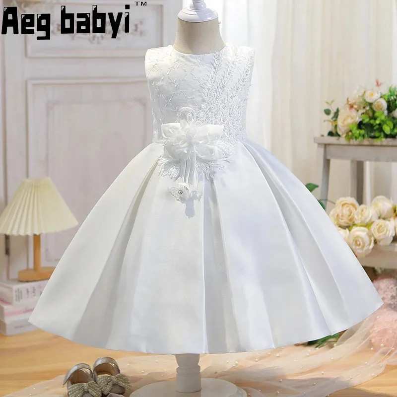 

Flower Girls Party Dress Girl Princess Dress For Wedding Gown Bow Children baptism Dresses Baby Infant Clothes 0-24M Birthday