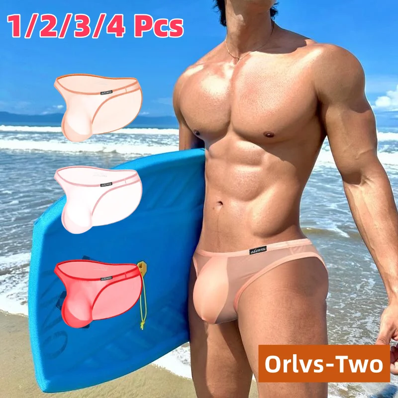 

1/2/3/4Pcs Shorts Ice Silk Men Panties Seamless Sexy Underwear Man Underpants Panties Male Antibacterial Breathable Briefs