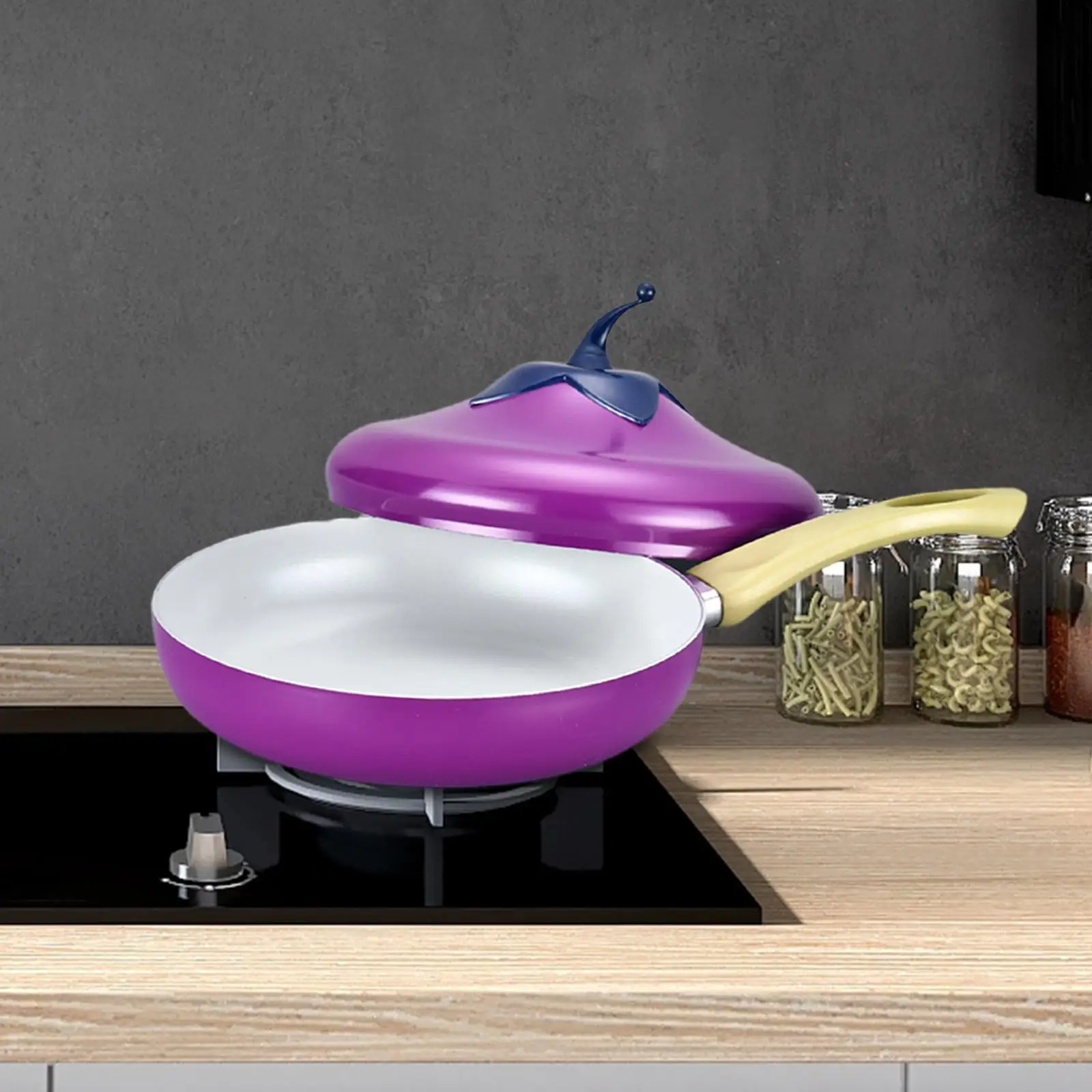 Frying Pan Eggplant Shape Easy to Clean Sauce Pan Multiuse Anti Scald Handle Non-stick Pan for Restaurant Kitchen Home Egg Bread