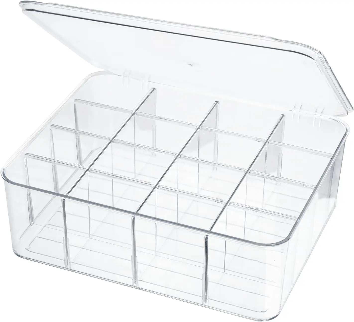 

Socks Underwear Drawer Organzier Dividers, 16 Compartment Removable Divided Plastic Storage Bin with Lid, Storage Organizer f