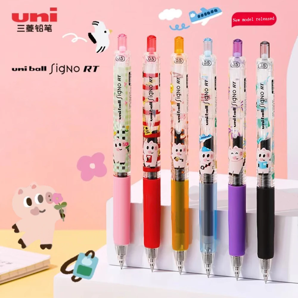 

4pcs Japan UNI UMN-105 Gel Pen Limited Cartoon Stationery Retractable Black Pen Smooth and Quick-Drying Study Supplies