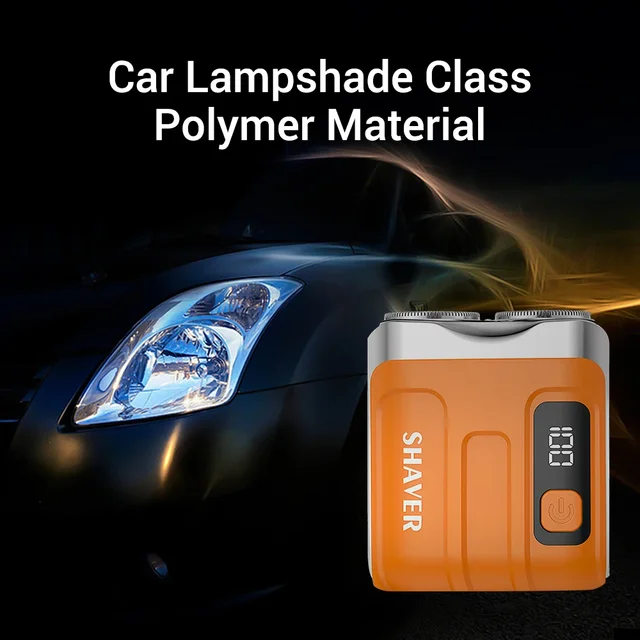 Mini Electric Shaver Intelligent Digital Display Washable Type-C Rechargeable Portable Wet Dry Travel Home Shaver For Face Leg 2 Mini Rotary Electric Shaver with Digital Display, Washable Twin Floating Heads, Type-C Rechargeable – Orange or Gray – view 2