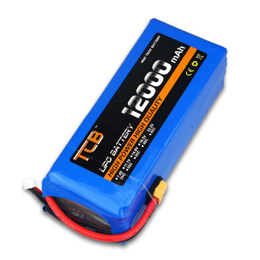 2S 3S 4S 5S 6S 12000mAh 25C Model Drone Rechargeable Lithium Battery Pack