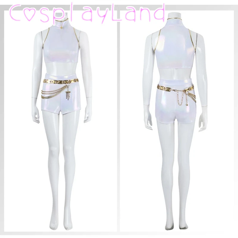 

Halloween Kpop Demon Rumi Cosplay Costume White Top Shorts Full Set Christmas Anime Stage Performance Outfit Custom Made