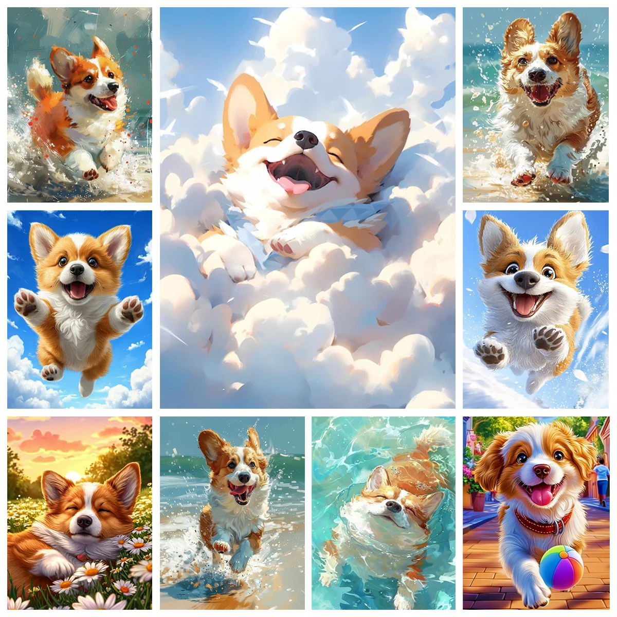 

Корги DIY цифровая картина маслом животное искусство гостиная спальня настенная живопись жизнь украшения живопись подарок