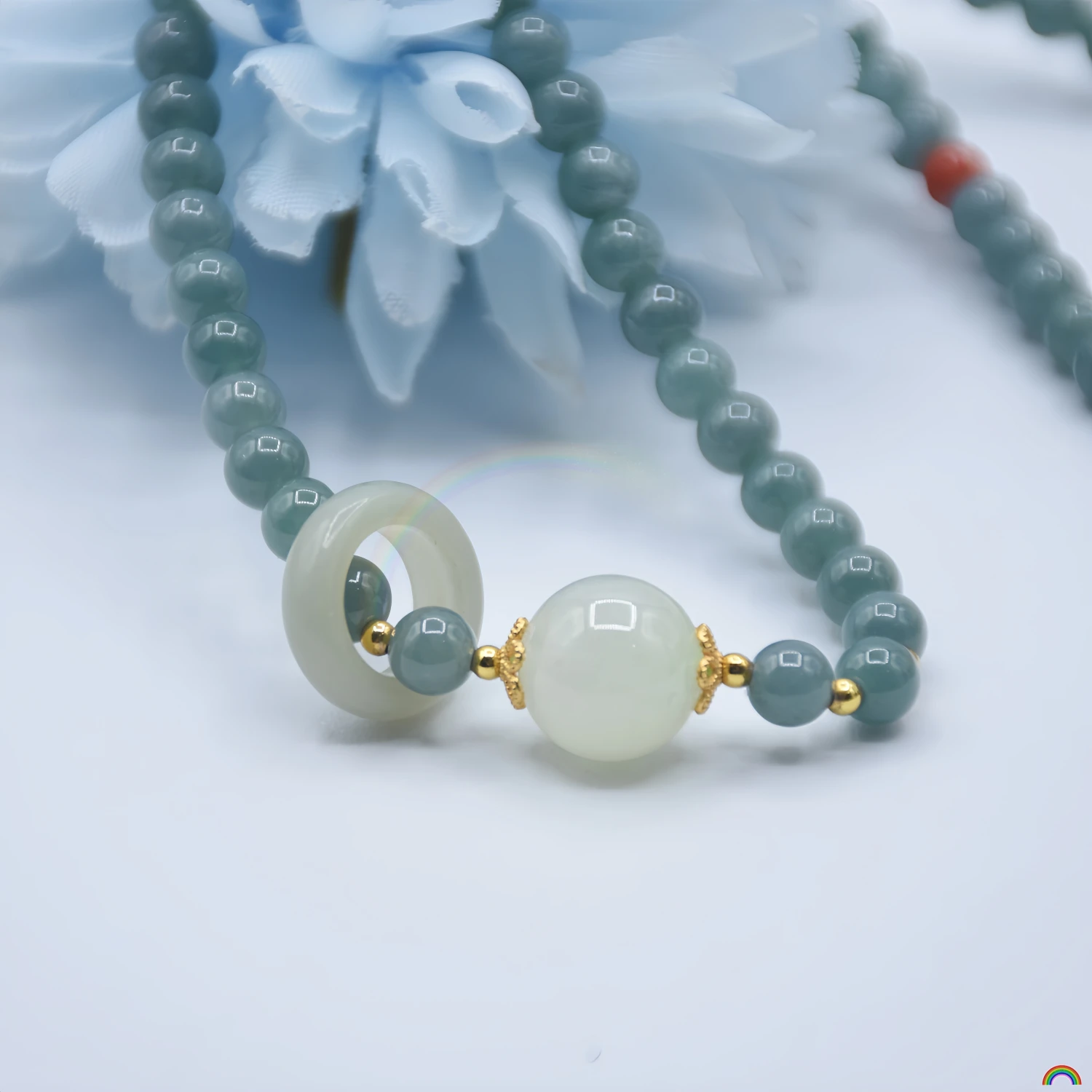 Natural Blue Water Jade Triple Loop Stacked Bracelet Ice Blue Dream Lucky Running Loop with Beads Simple Jade Bracelet Rwbuy