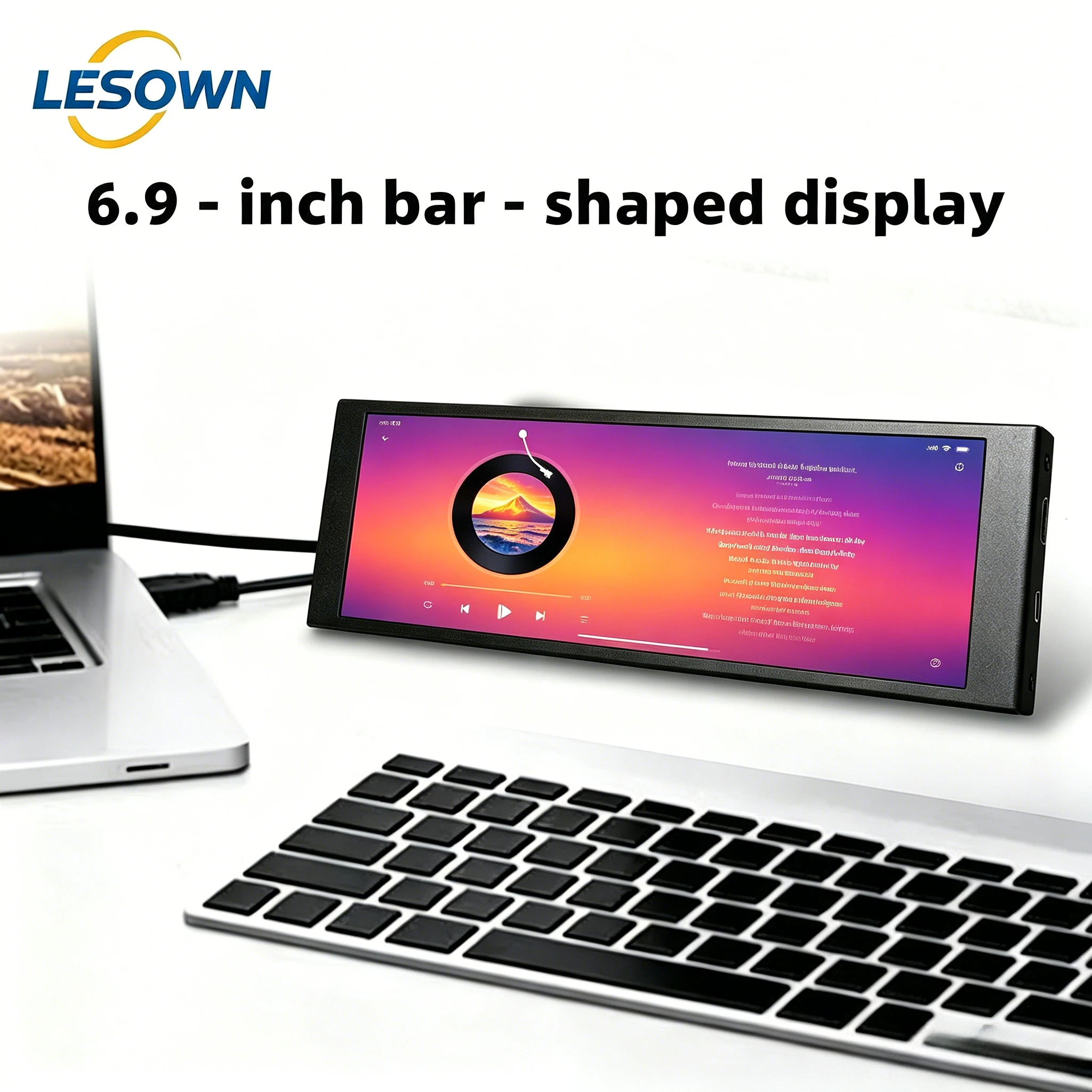 LESOWN Aluminum RPi Mount 6.9inch External Display 6:16 Stretched Screen for Orange Pi Micro Computer Hardware Setup