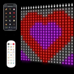 Smart Curtain Lights 400 LED Curtain Light with APP & Remote,DIY String Fairy Light for Valentine's Day, Motel, Bedroom