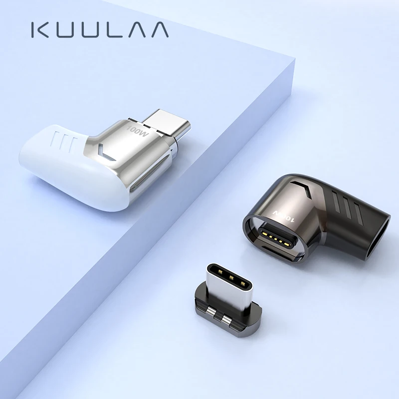 KUULAA 120W Magnetic USB Type C Adapter for MacBook Pro Elbow USB Type C Charge Connector for Huawei Magnet USB-C Adapter