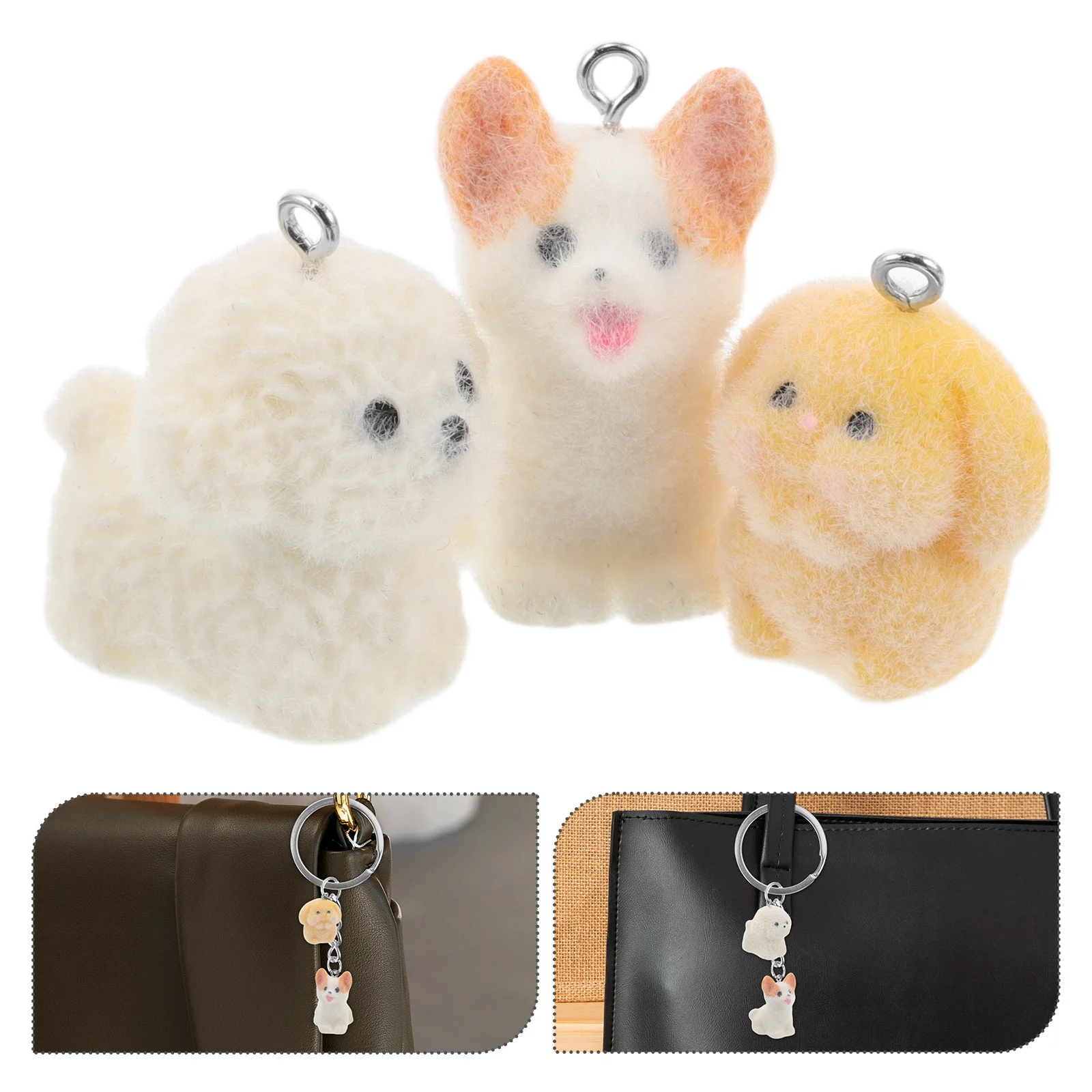 

12Pcs Mini Resin Dog Ornaments Cartoon Puppy Pendants with Flocking Texture for DIY Crafts Earrings Necklace Keychains