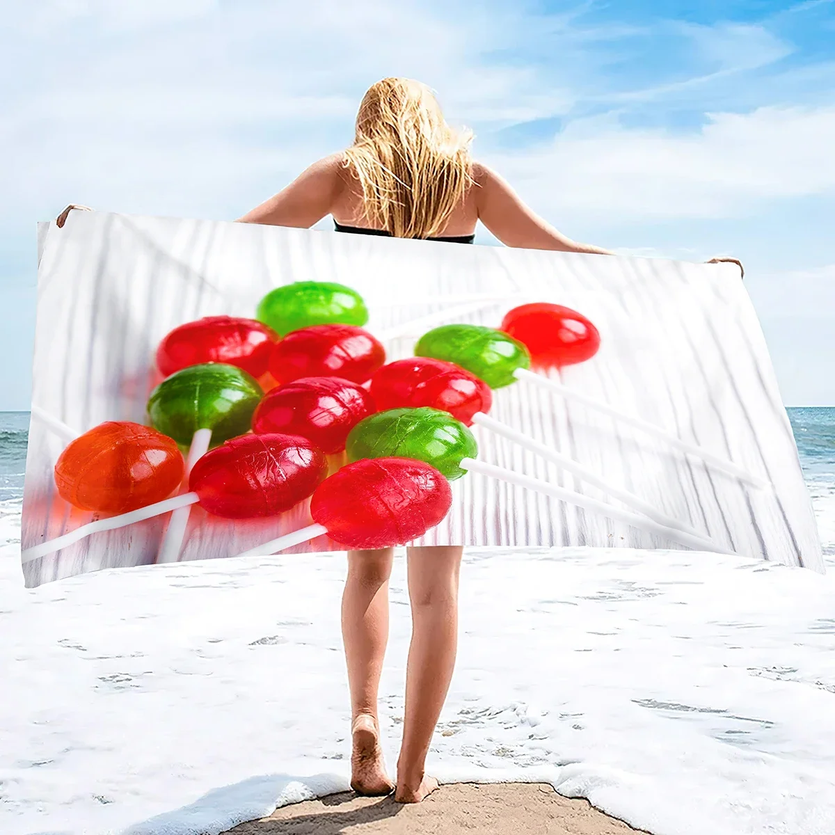 Пляжное полотенце Candy с сахарным принтом, быстросохнущее полотенце, пляжное полотенце с защитой от песка, впитывающие пляжные аксессуары