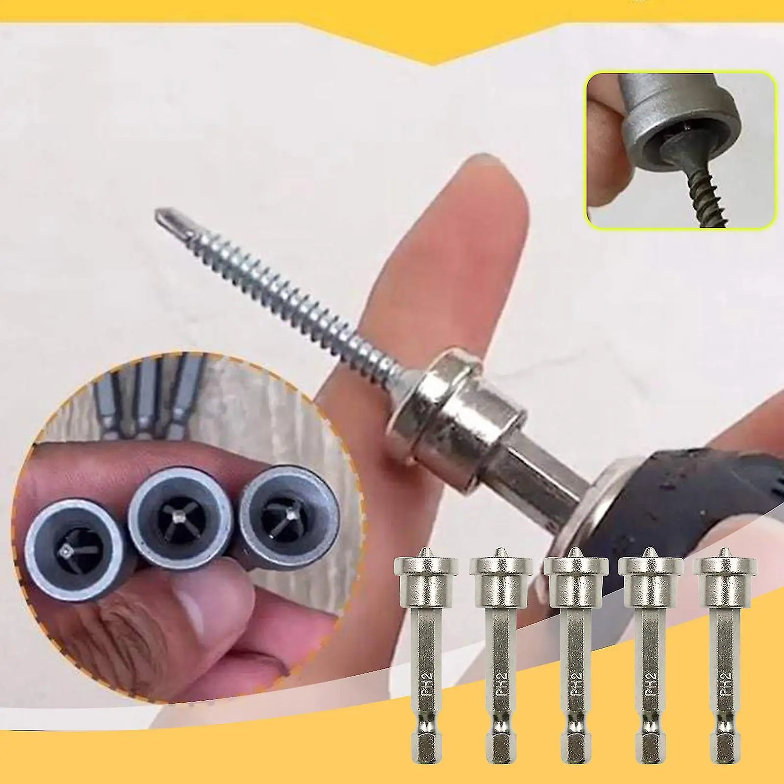 5 stks Magnetische Positionering Schroevendraaier Bits Gipsplaat Phillips Schroef Positionering Bit 5a Ph2