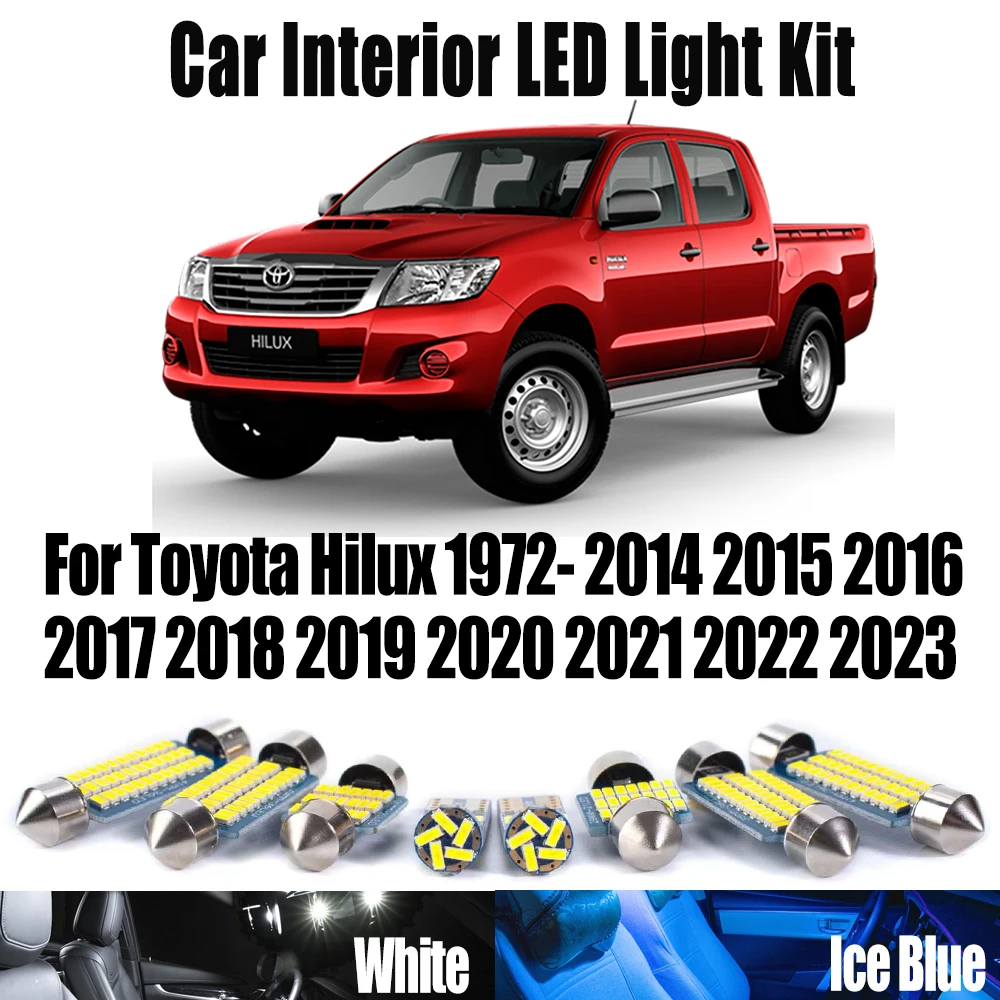 Para toyota hilux 1972- 2017 2018 2019 2020 2021 2022 2023 kit de lâmpadas led interior mapa cúpula luz placa de licença acessórios da lâmpada