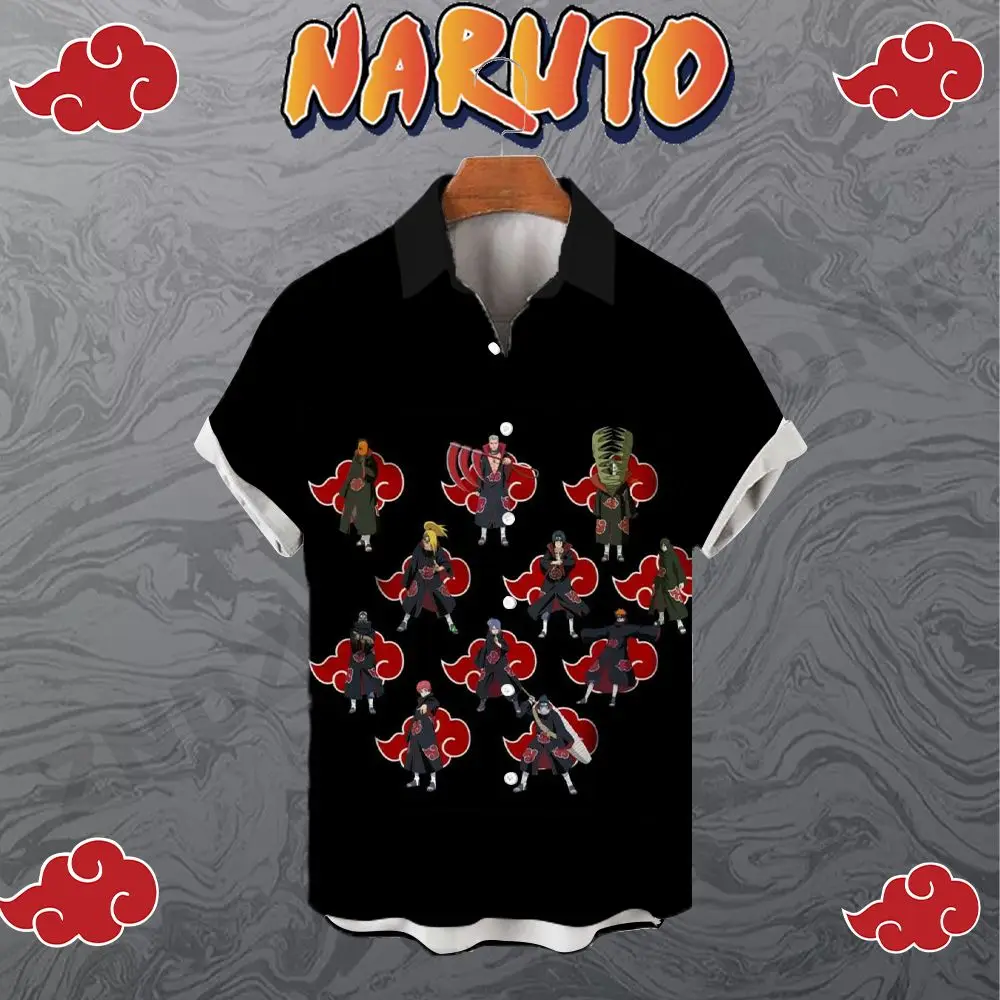 Harajuku Men's Shirt Shirts Anime Naruto Clothing Y2k Tops Fashion Summer High Quality 2023 Beach Style Seaside Trip Streetwear