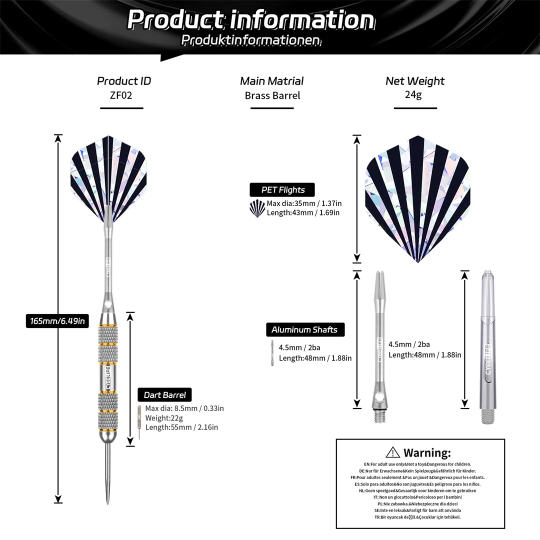 Cyeelife 24g profession elles Dart-Set 3-teiliges Steel Tip Darts Flüge Anti-Fall Hard Dart reines Kupfer Dart fliegen für Darts cheibe