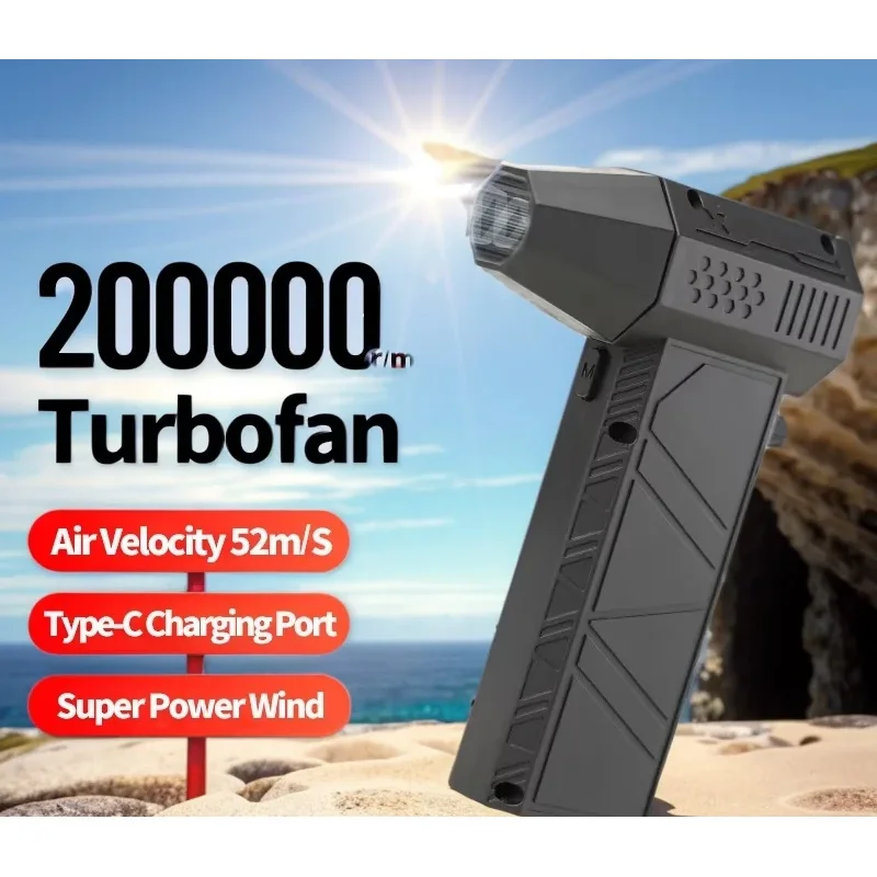 

Violent Fan 140000RPM Powerful Air Blower Vacuum Dust Cleaner Type-C Charging Strong Winds 53m/s Brushless Turbo Jet Blower