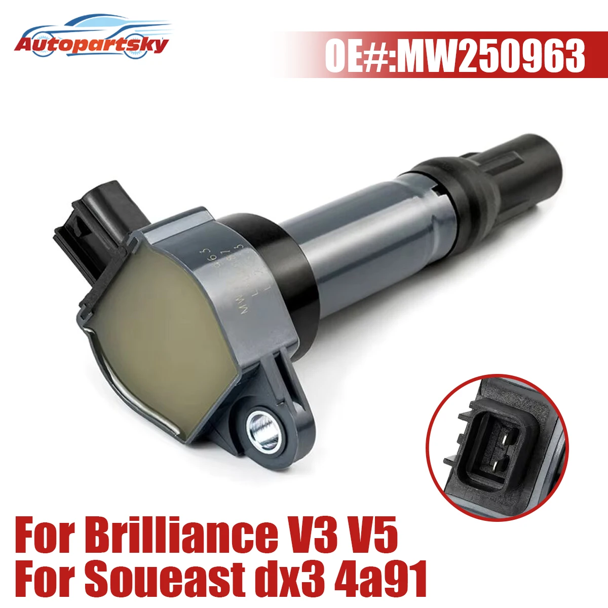 

OEM # MW250963 Ignition Coil Fits For Mitsubishi Space Star 4A91 14-19 Brilliance V5 1.6 H230 1.6 H530 1.6L SMW250963 MW251981