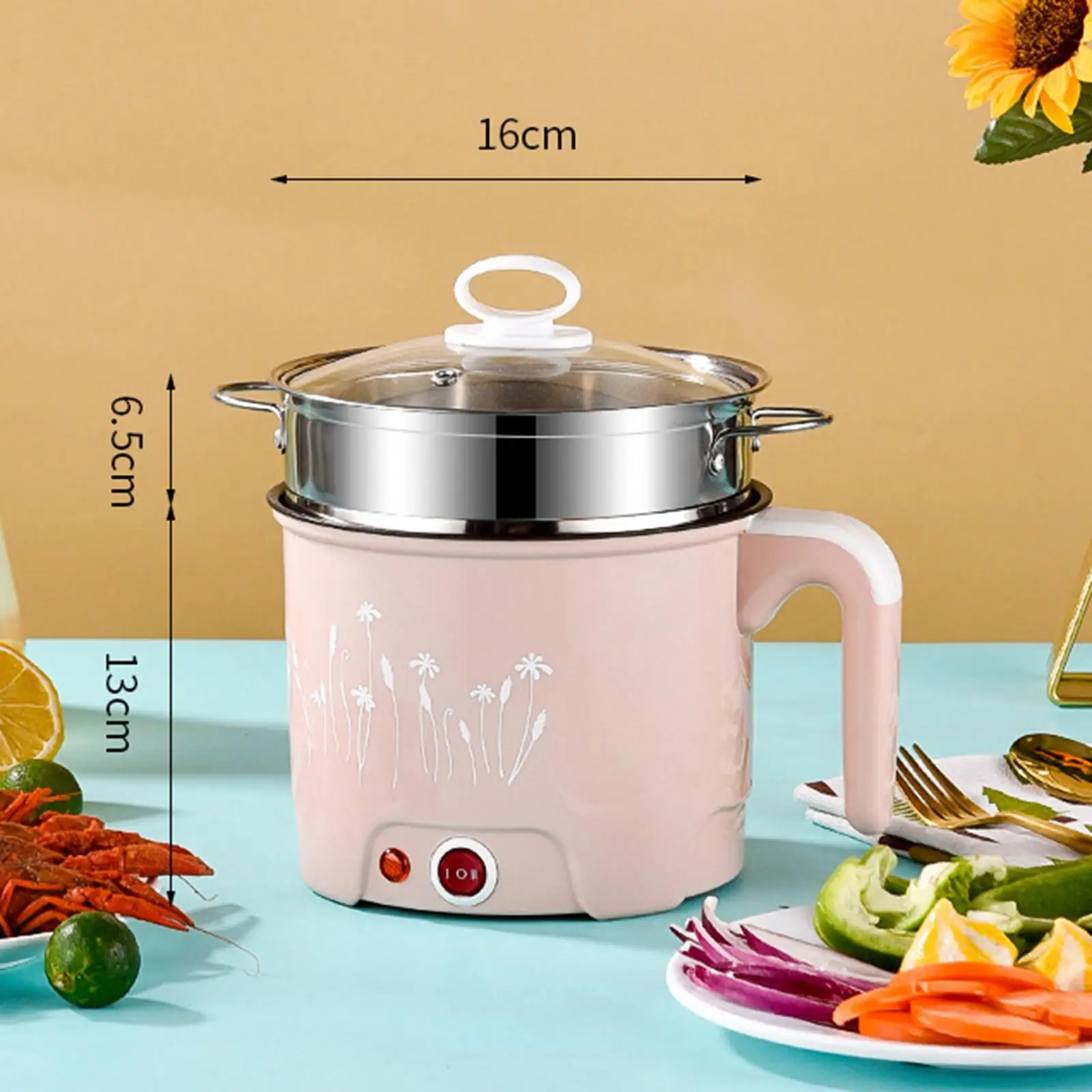 다목적 휴대용 전기 냄비, 스테이크 요리 국수 쿠커, 스티머 카키 포함