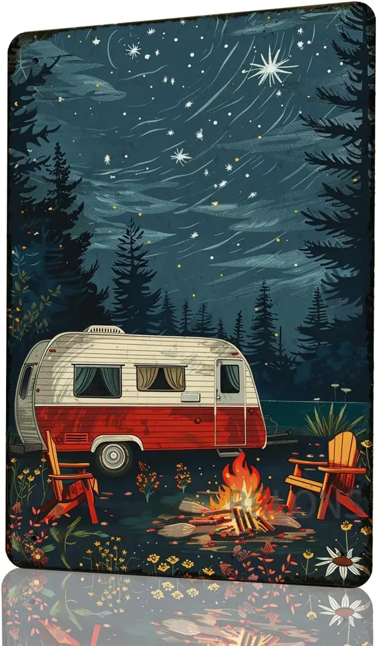 Metal Tin Sign Camping Rv Campers Alumium Vintage Retro for Home Bar Office Outdoor Wall Decor -alumin
