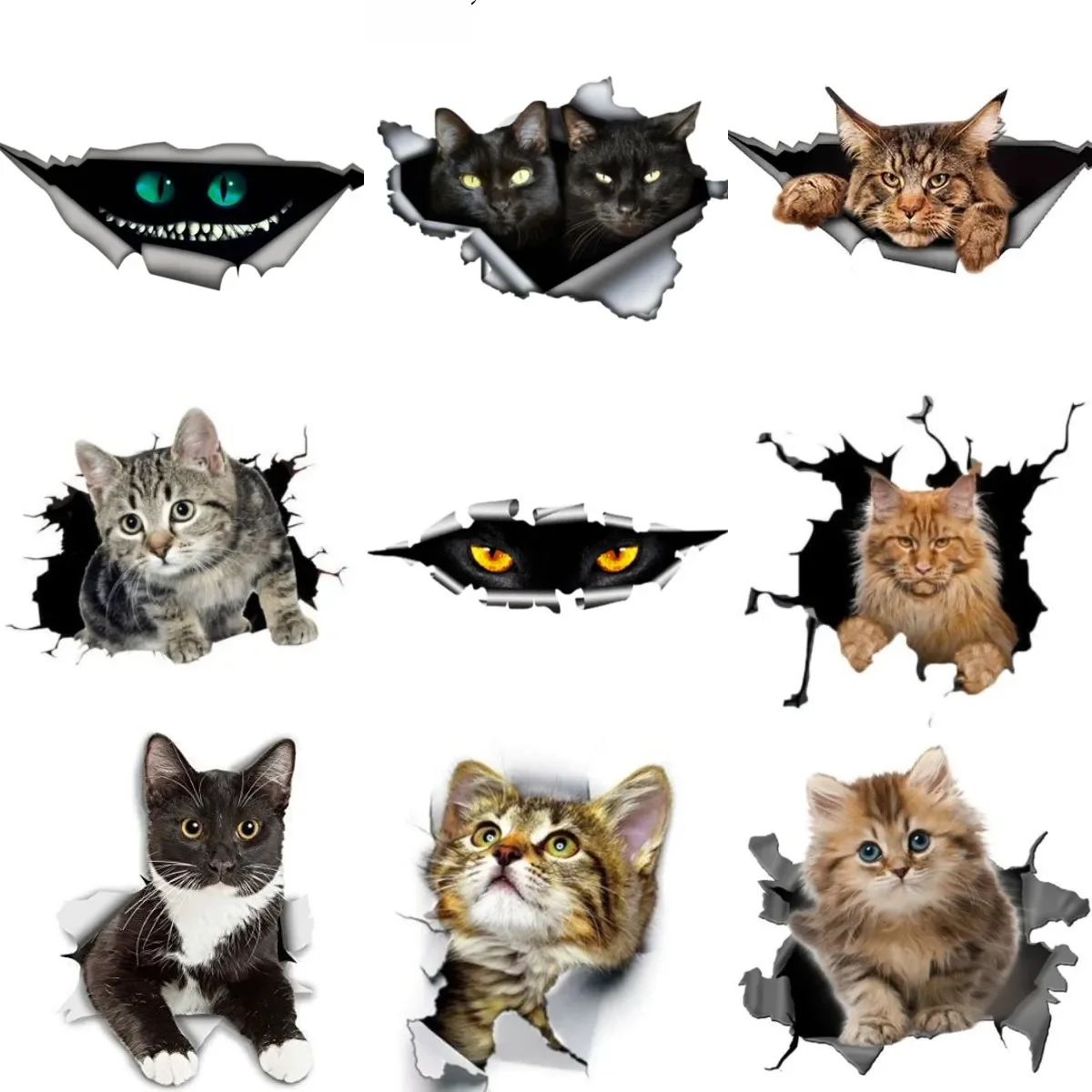 

3D Cat Cute Creative PVC Stickers Accessories for Decorate Car Suv Wall Room Table Motorcycle Off-road Camper Bumper Fridge