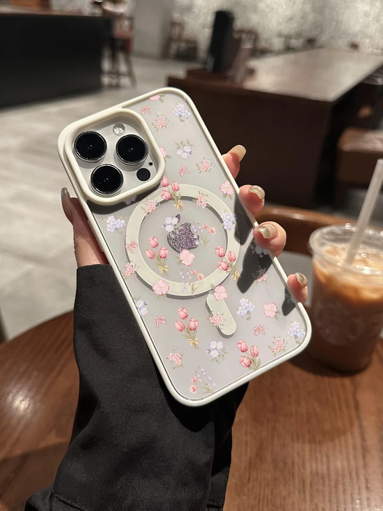 Floral Aesthetics Transparente Hülle für Magsafe iPhone 16 Pro Max 17 15 14 11 13 12 ProMax Plus Hüllen Drop Wireless Charging TPU Fundas – Detail 6