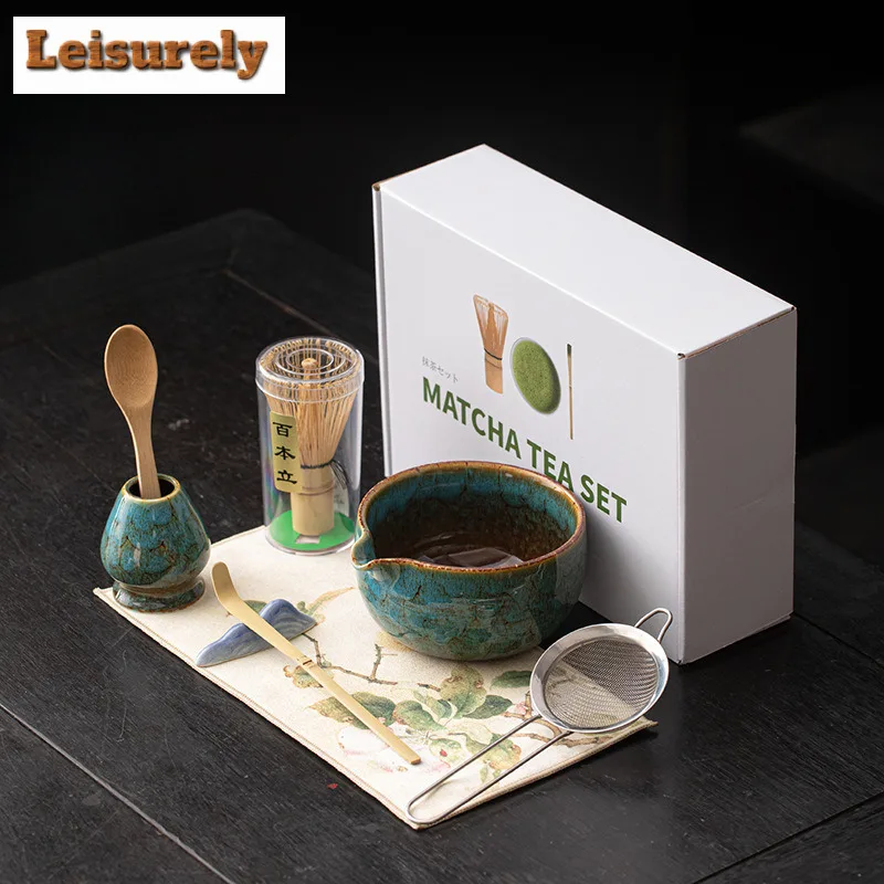 

Печь Fambe Flow Mouth Matcha Восьмисекционный керамический чайный сервиз с подставкой для венчика Чаша Сито для порошка Фильтр Чайные услуги Посуда для напитков Ремесло