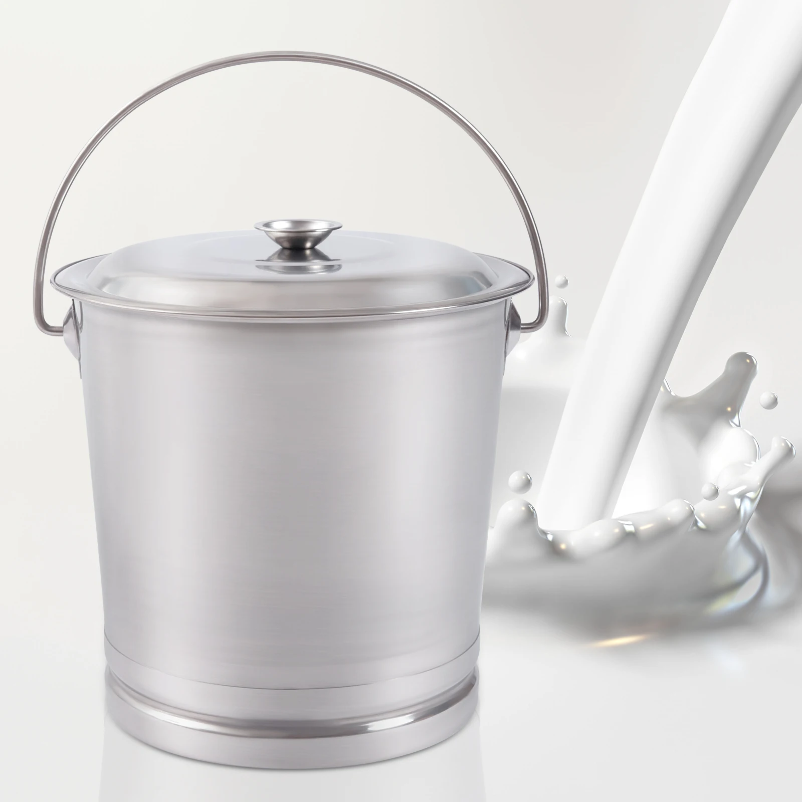 

Stainless Steel Bucket with Lid & Handle - 14L/14.8Qt Capacity, Versatile for Coffee, Milk & Outdoor Use(30cm Diameter, Silver)