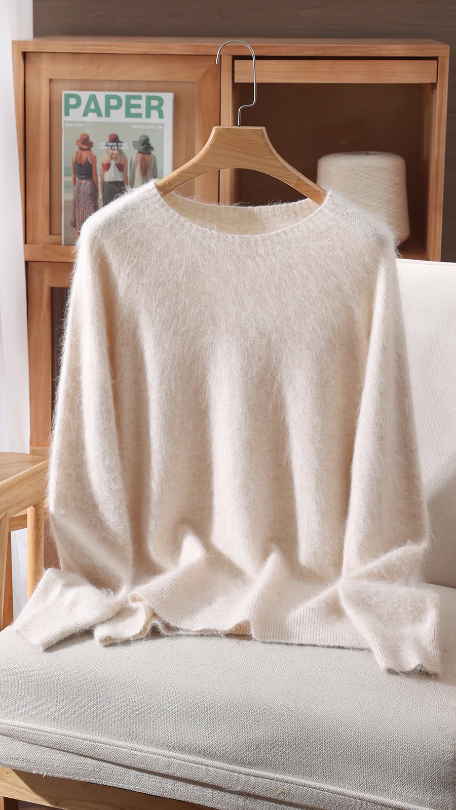 

High Quality Women's Mink Cashmere Sweater Solid Color O-neck 100% Mink Cashmere Pullover Soft Super Warm Long Sleeve Tops