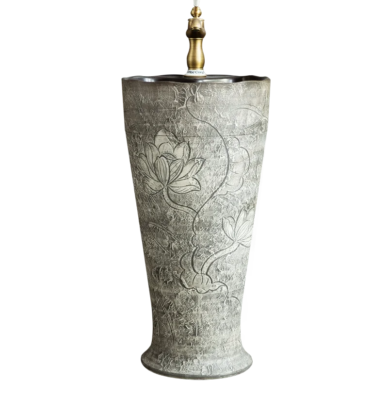 

Ceramic art washbasin column washbasin household outdoor courtyard washbasin integrated floor type