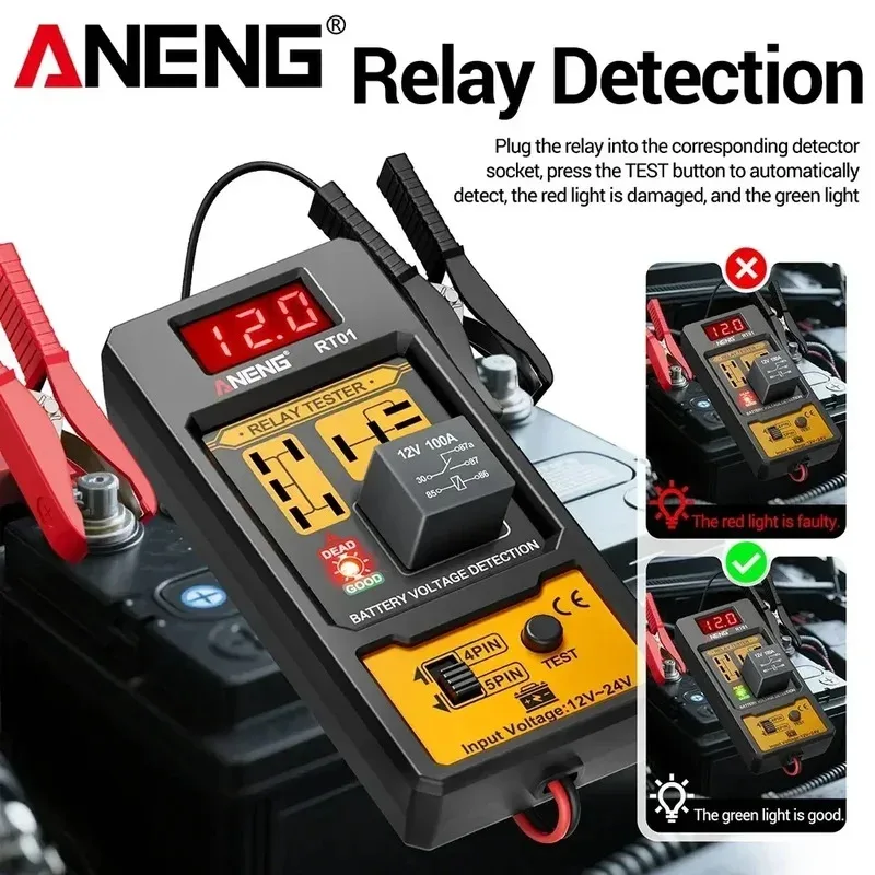 ANENG RT01 Universal Car Relay Tester Voltage Tester 11-25V ar Battery Automotive LED Indicator Light Relay Diagnostic Checker