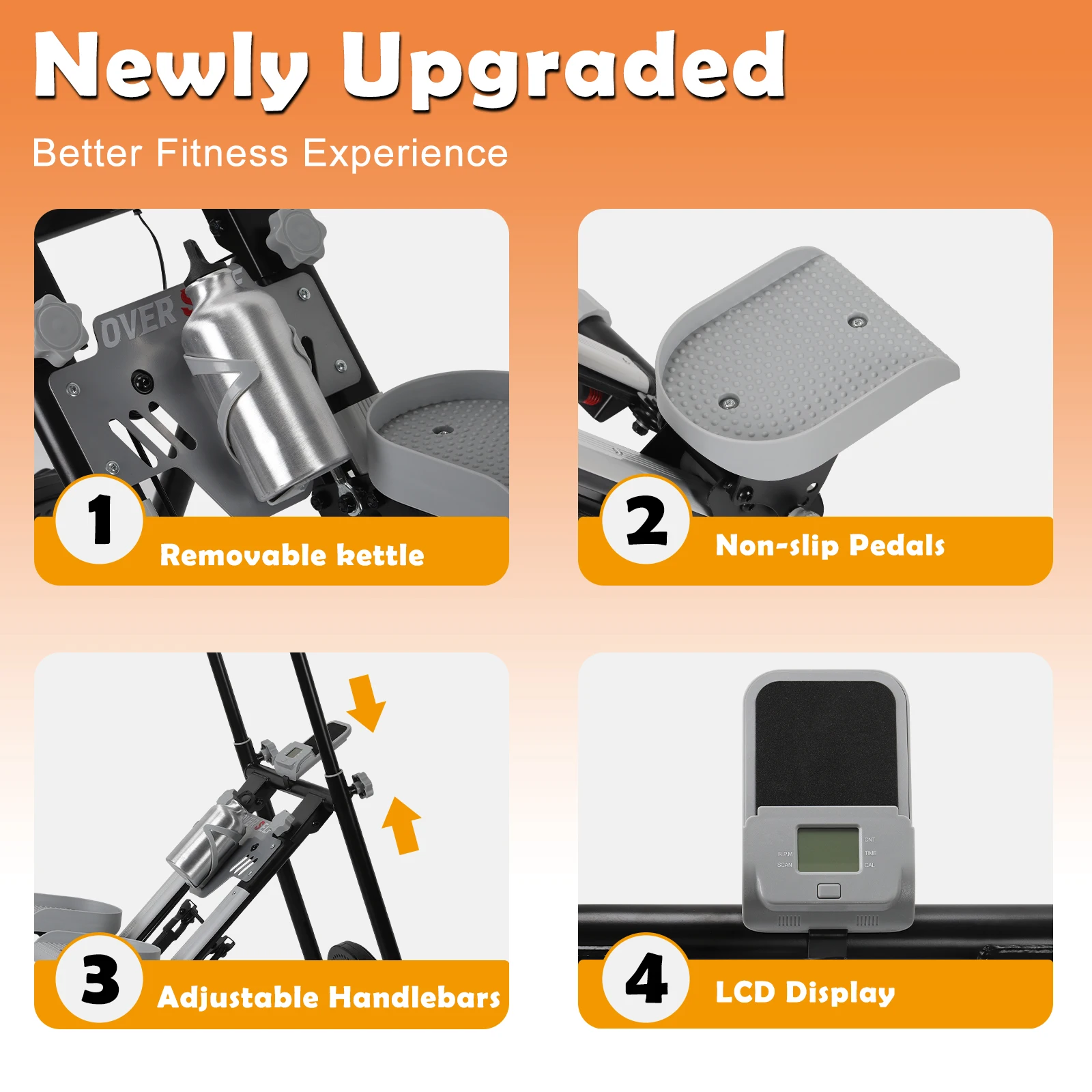 ستيبر متسلق الدرج العمودي لصالة الألعاب الرياضية المنزلية - تمرين كامل الجسم، قابل للطي مدمج، آلة تمارين القلب