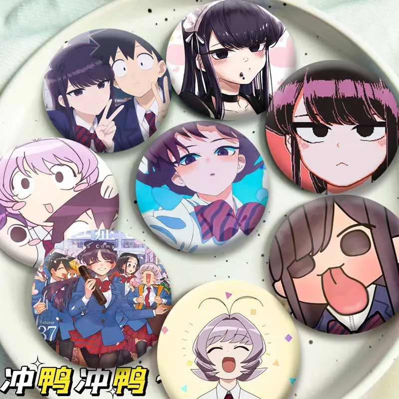 Anime Komi Can't Communicate Soft Button Pins Shouko Hitohito Najimi Cartoon Badges Round Cosplay Brooch Bag Decor Souvenir Gift
