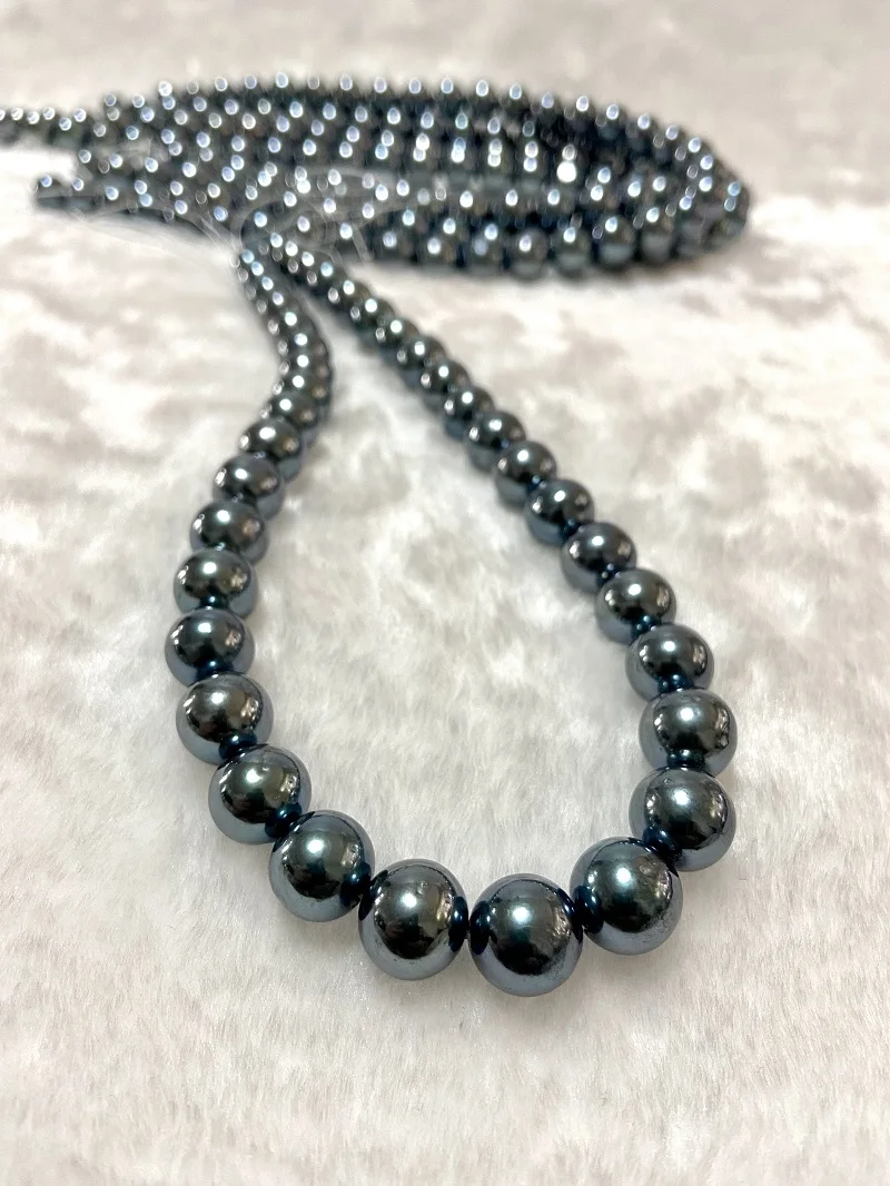 

2023 New Arrival 11-12mm Sea Pearls Necklace,Small Flaw Round Dazzling Black Green Color Jewelry Gift for Women