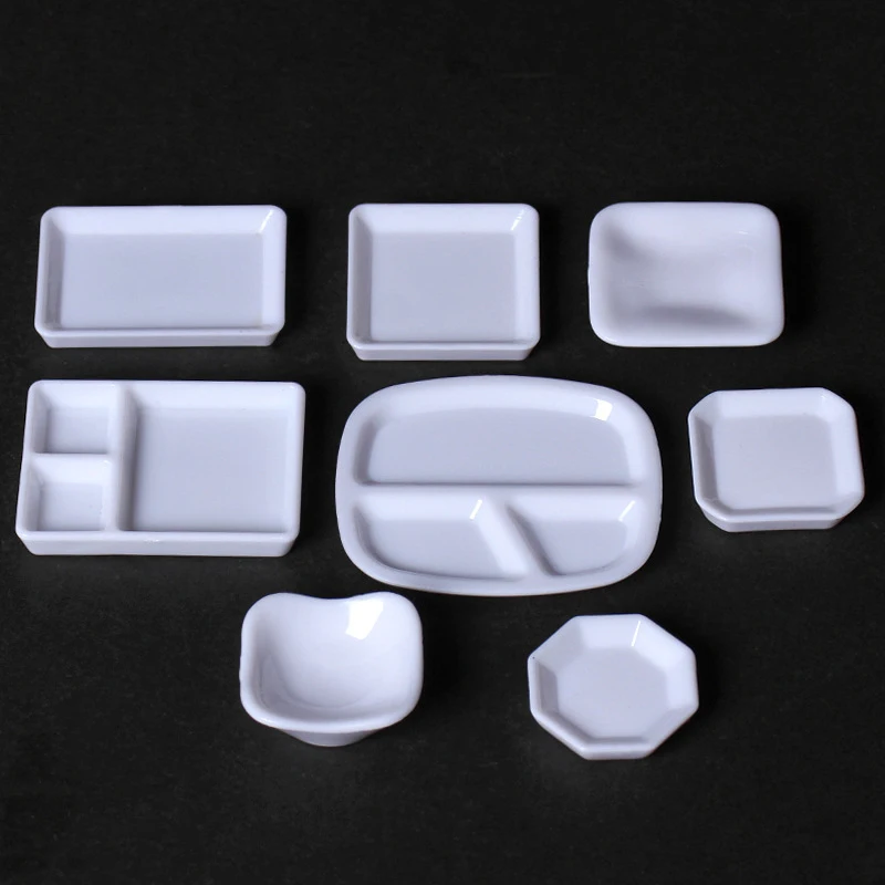 5Pcs/Set 1:12 Dollhouse Simulation Plates Tray Set Dollhouse Mini Kitchen Tableware Decoration  Accessories