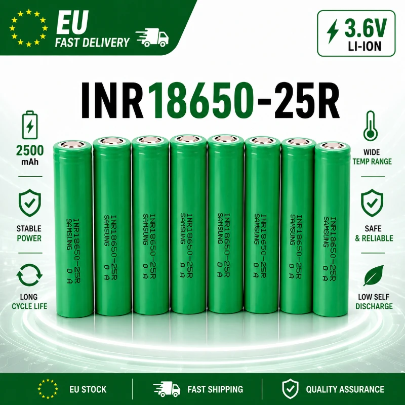 Image of Original INR18650 25R 2500mAh 3,6V Batterie, wiederaufladbare 18650 Li-Ionen-Zelle mit hoher Entladung 20A, hohe Leistung und stabile Energie für Akkupacks, Werkzeuge und Ausrüstung, schneller Versand