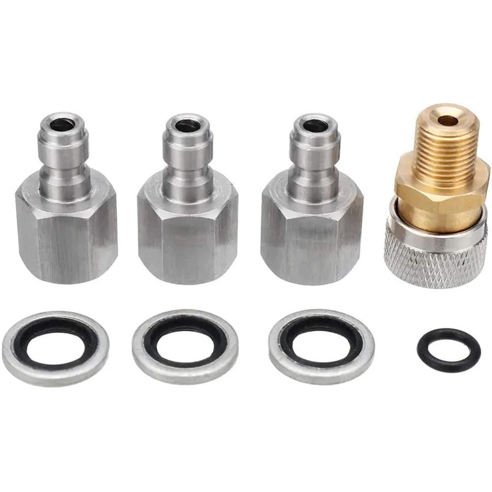 A83Z 1/8 Quick Change Coupling Connections Charging Adapter Kit, Stainless Steel PCP Air Charging Quick Change Adapter