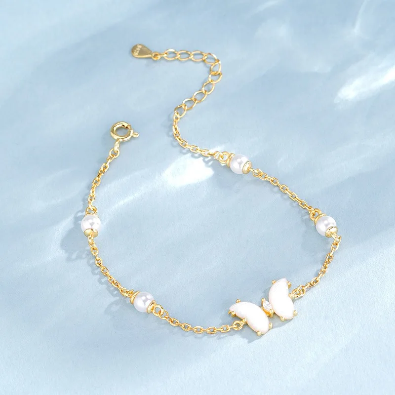 

TIMESWIND Exquisite Butterfly White Shell Pearl S925 Silver Bracelet for Women