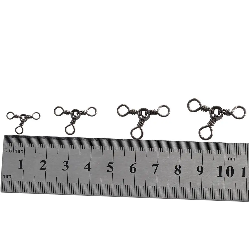 Gear 25PCS/Pack Swivel Hook Fishhooks 3 Way Black Nickle Trigeminal Swivels Three-way Swivel Fishing Connector Fishing Swivels