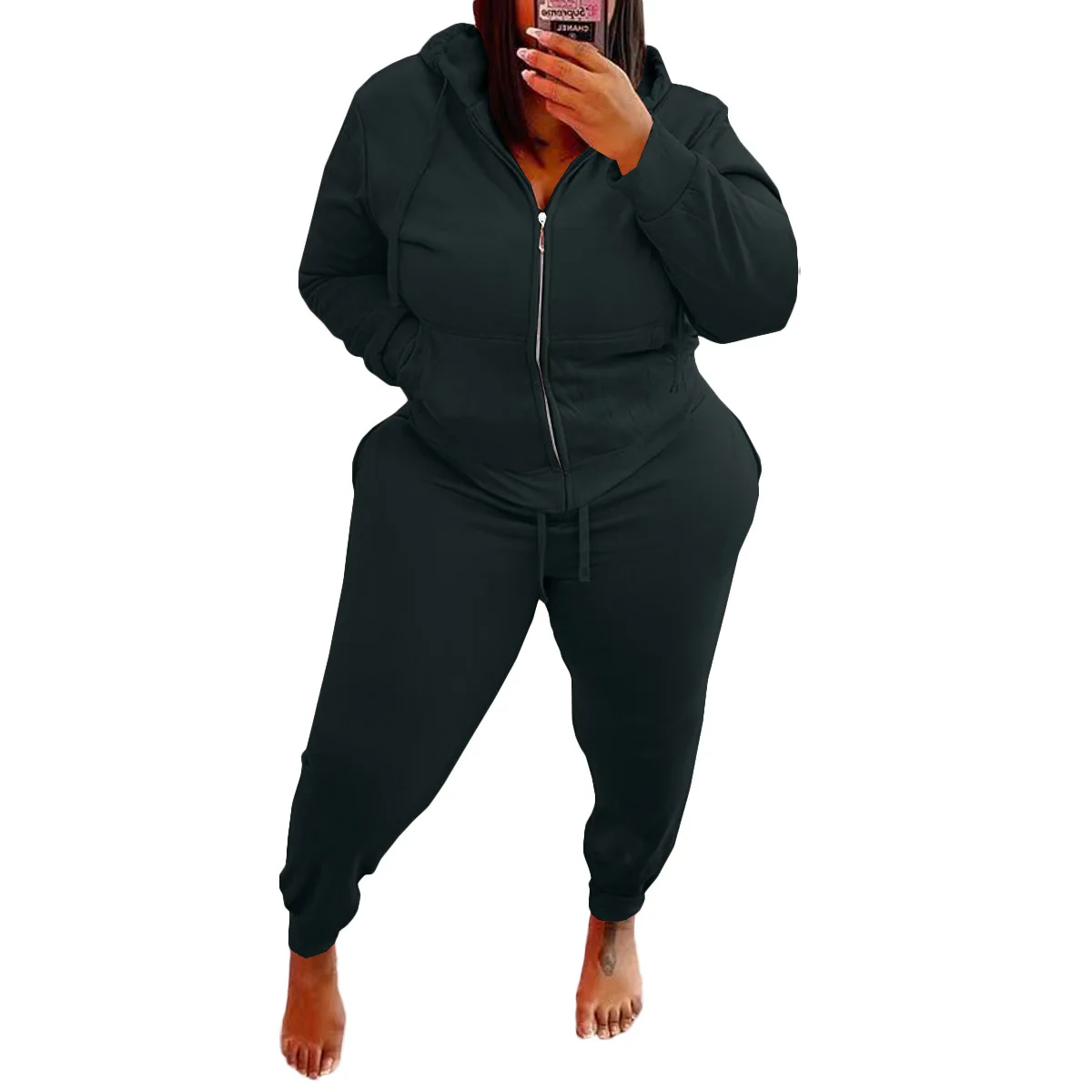 2022 Winter Clothes for Women Plus Size Two Piece Sets Hooded Sweather and Long Pants Causal Tracksuit Wholesale Dropshipping