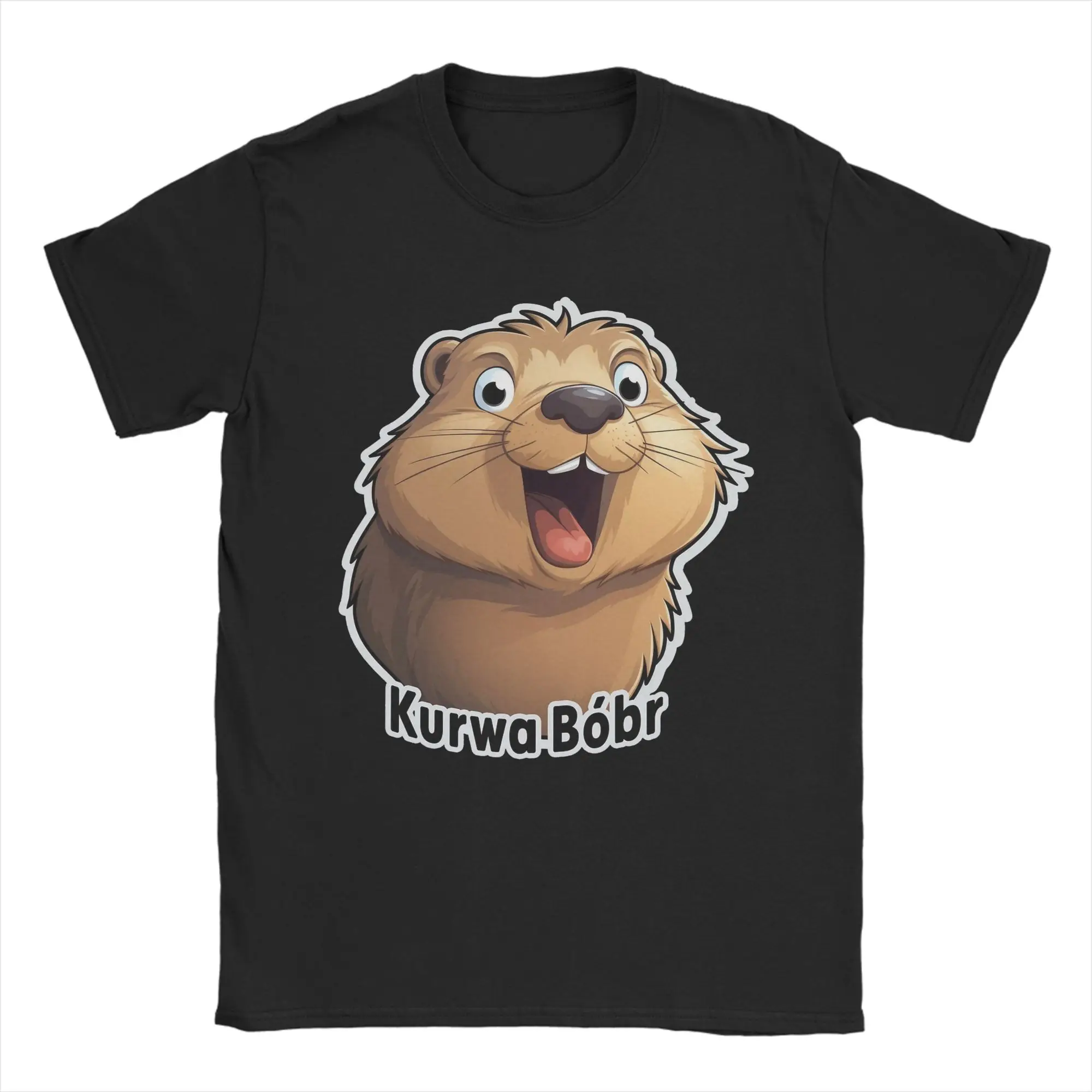 Men T-Shirt Kurwa Bobr Bober Beaver Boberek Funny Pure Cotton Tees Short Sleeve Cute T Shirt Round Neck Tops Adult