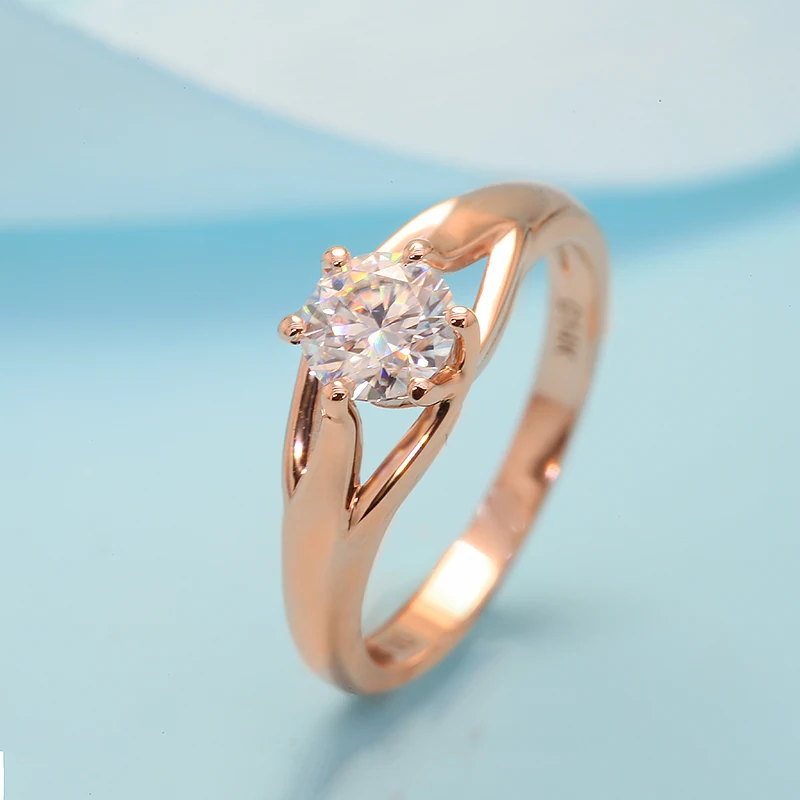 

1.0ct DEF Color VS Round Cut Lab Grown Diamond Engagement Wedding Ring 14k Rose Gold CVD HPHT Jewelry for Women