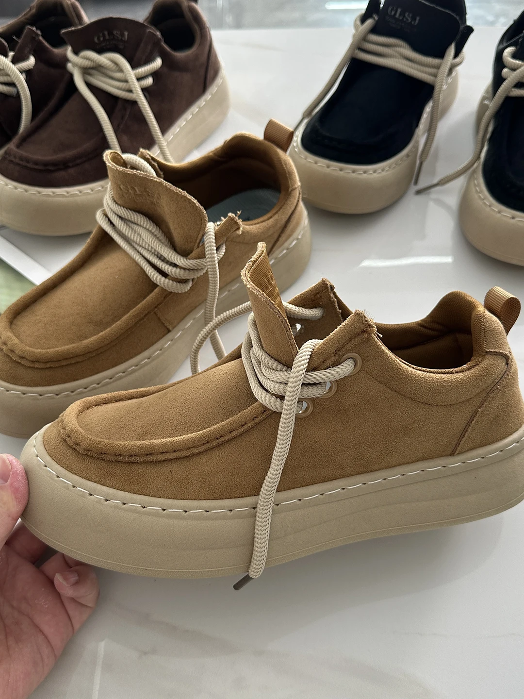 

American Style Work Shoes Men's Spring Autumn Flip Leather Velvet Low Help Lace up Thick Bottom Casual Shoes Kangaroo Shoes L...