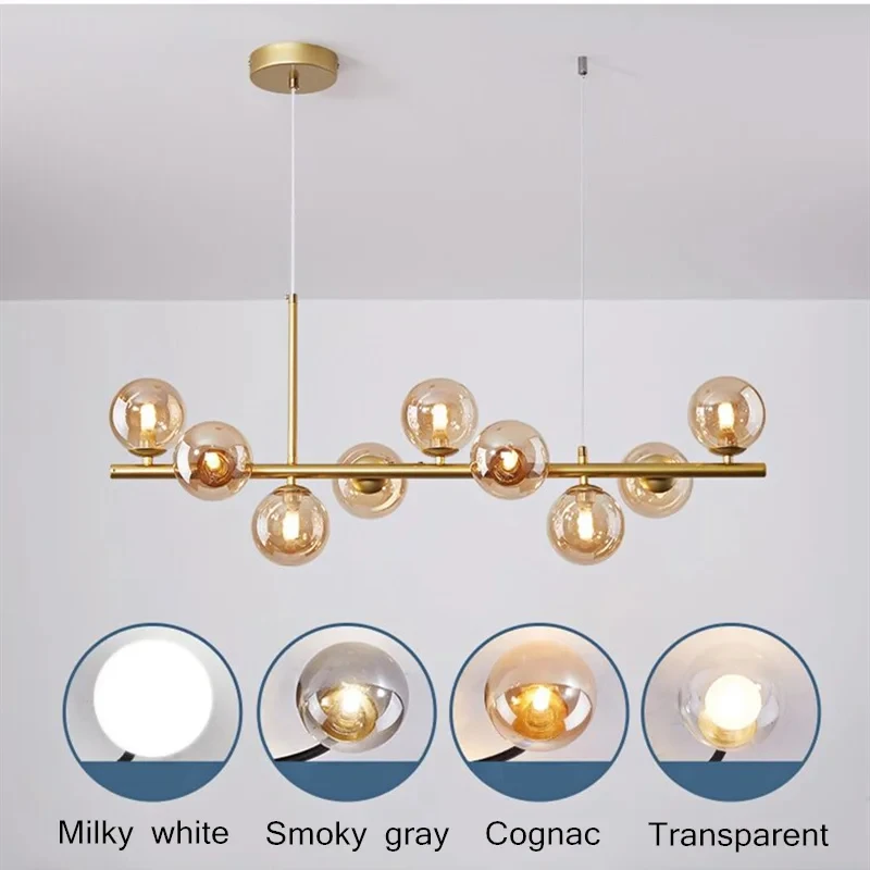 Modern Glass Ball Led Pendant Lights Designer Black Golden Coffee Table Table Dining Room Desks Indoor Lighting Hanging Fixture