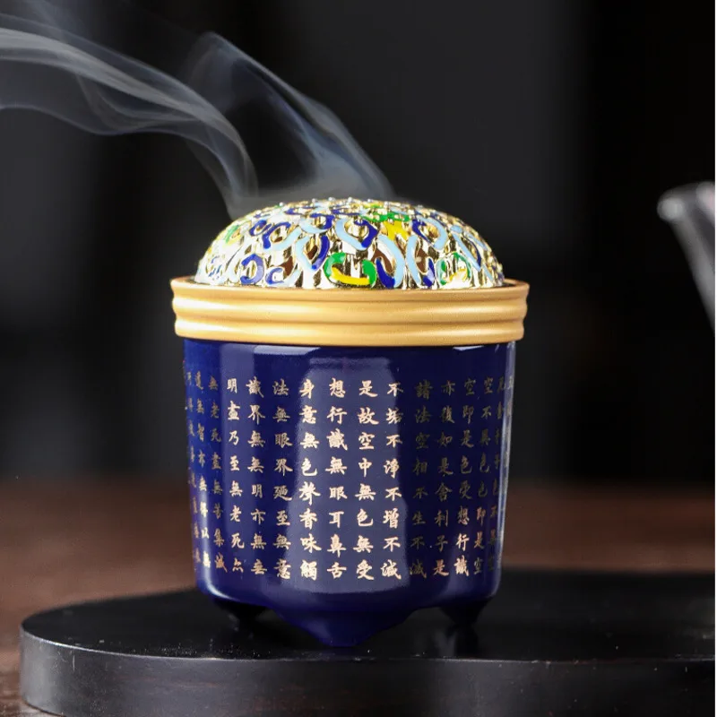 Chinese Ceramic Incense Stand Hollow Carving Aromatherapy Stove Exquisite Decals Craft Ornaments Office Desktop Creative Gifts