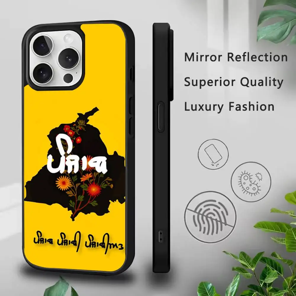 Schilderen Punjab Kaart Telefoonhoesje voor iPhone 17,16,15,14,13,12,11,Pro,Max,Plus,Mini,SE4,E Magnetisch Magsafe Draadloos opladen