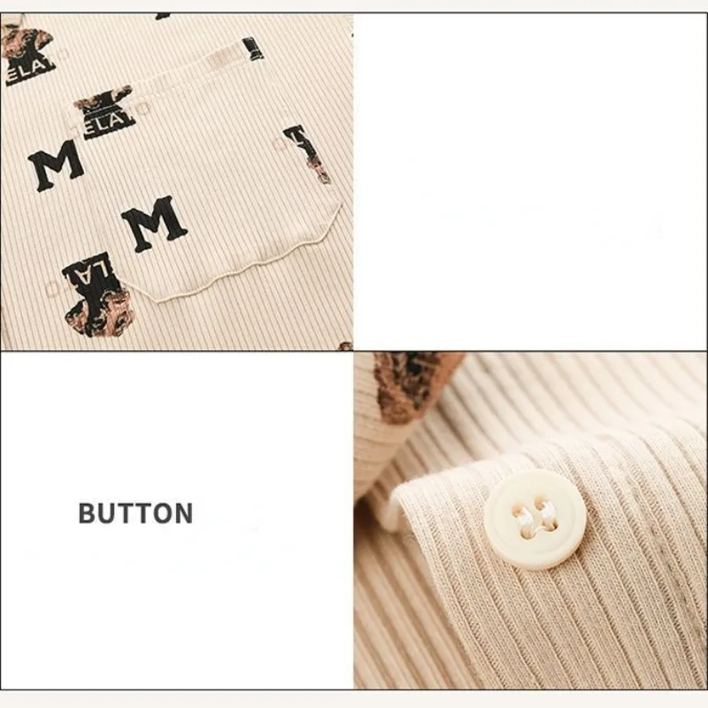 2023 New Korean Version Cotton Pajama Women Spring Autumn Long-sleeved Loungewear Cardigan Cute Nightwear Loose Homewear Set