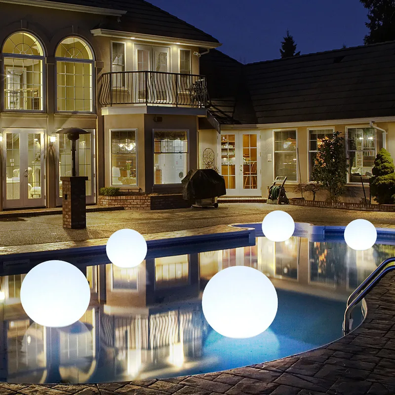 Boule lumineuse LED flottante RVB avec télécommande, paysage extérieur, lampe aste USB étanche, décoration de piscine