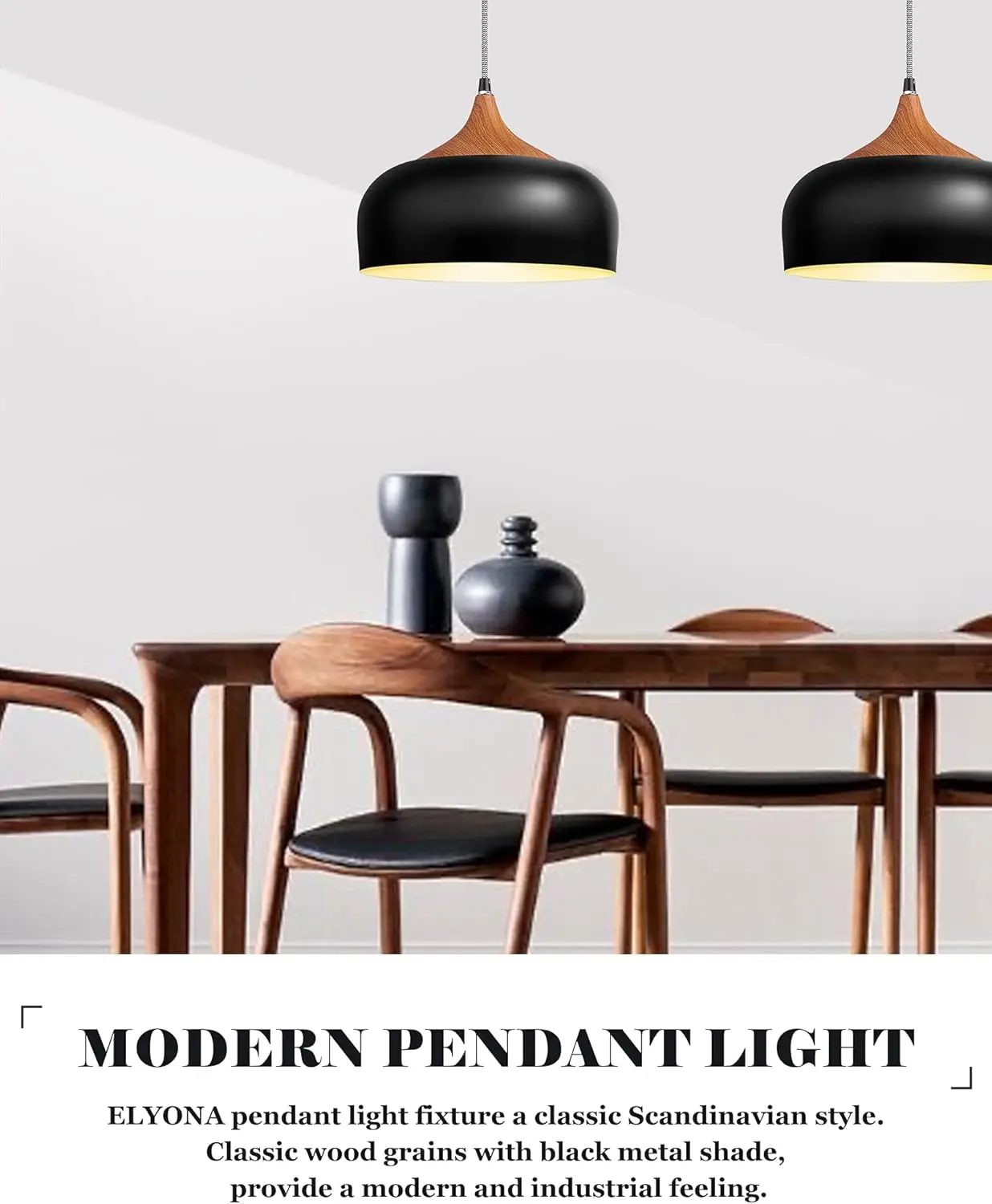 

Elyona Modern Pendant Light, Wood Pattern Dome Lantern, 11.8"" Industrial Metal Hanging Lamp, Pendant Light Fixtures For